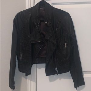 black leather leather jacket